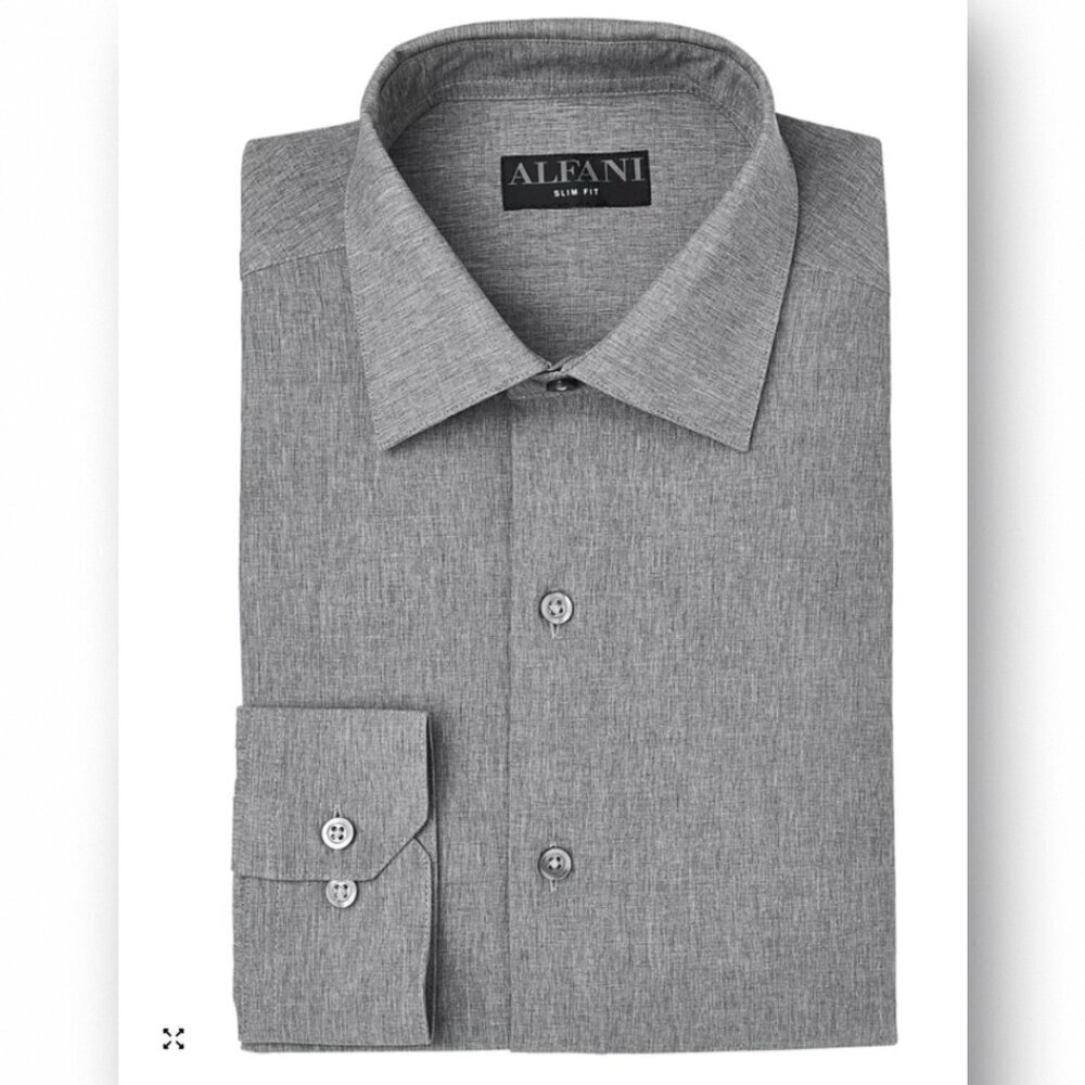 Alfani Men's Slim-Fit Heather  Long Sleeve Dress Shirt